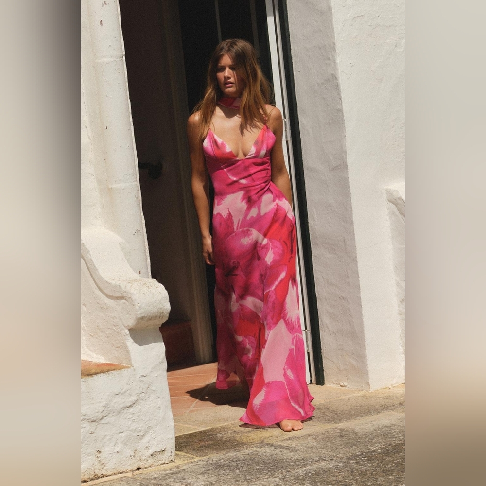 ❌️SOLD❌️FOULARD PRINT LONG DRESS SIZE XS - Picture 6 of 13